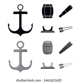 Vector illustration of journey and seafaring logo. Collection of journey and vintage stock vector illustration.