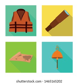 Vector illustration of journey and seafaring logo. Collection of journey and vintage vector icon for stock.