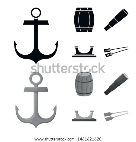 Vector illustration of journey and seafaring logo. Collection of journey and vintage stock vector illustration.