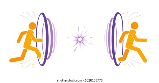 Vector Illustration of a journey through time. Portal or time machine. 