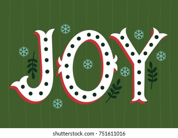 Vector Illustration Of JOY Lettering For Christmas Holidays