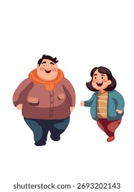 Ilustración vectorial alegres gorditos niños