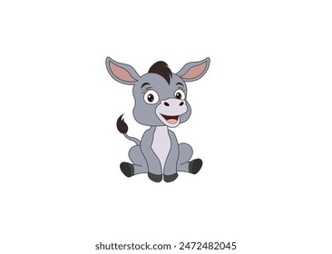 Vector illustration of a joyful donkey on a white background