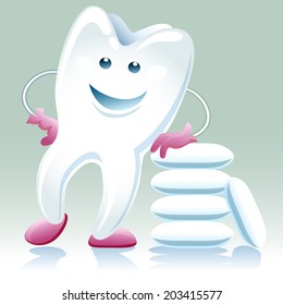 A vector illustration of joyful healthy tooth with shewing gum