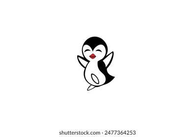 Ilustración vectorial de un pingüino alegre sobre un fondo blanco