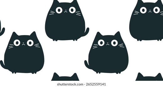 vector illustration joyful seamless pattern with surprised doodle cats