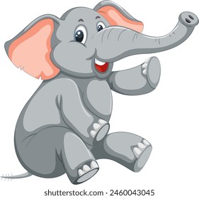 Vector illustration of a joyful, sitting elephant