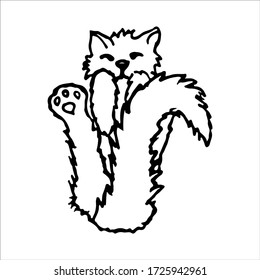 Vector illustration of a joyful tabby cat cheerful funny cat