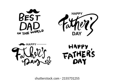 Vector illustration of joyous celebration of Happy Father's Day-hand drawn lettering phrase. Fathers day greeteng text.