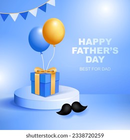 Vector illustration of joyous celebration of Happy Father's Day. 3d rendering.