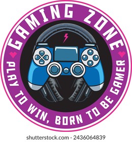 Vector Illustration of Joystick and Headphone with Vintage Hand Drawing Style Available for Tshirt Design