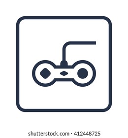 Vector illustration of joystick sign icon on blue round background.