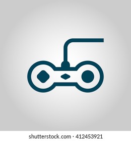 Vector illustration of joystick sign icon on grey background.