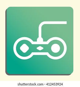 Vector illustration of joystick sign icon on green light background.