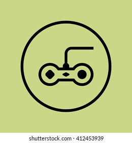 Vector illustration of joystick sign icon on green circle background.