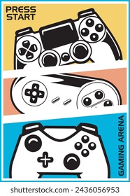 Vector Illustration of Joysticks with Vintage Hand Drawing Style Available for Poster