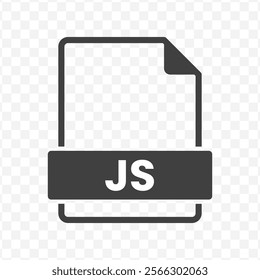 Vector illustration of JS file in dark color and transparent background(PNG).