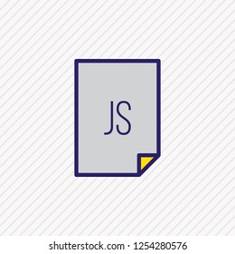 Vector illustration of js file icon colored line. Beautiful paper element also can be used as development icon element.