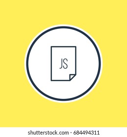 Vector Illustration Of Js Outline. Beautiful Document Element Also Can Be Used As Script  Element.
