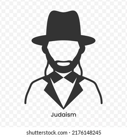 Vector illustration of Judaism icon in dark color and transparent background(png).