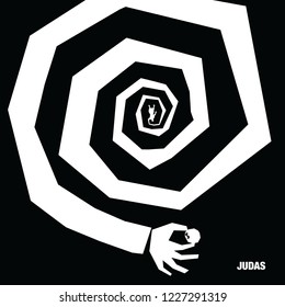 vector illustration Judas' covert greed ultimately destroyed him, hand, money
