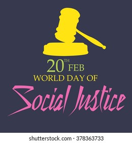 Vector Illustration of a judge hammer background for World Day of Social Justice.