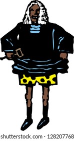 Vector Illustration Of Judge Pulling Up Robes