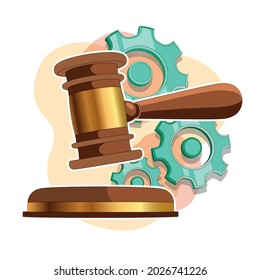 Vector illustration of the judge's hammer.3d model of judge's hammer. Isolated