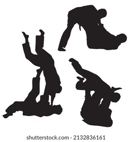 Ilustración vectorial de poses de estilo judo