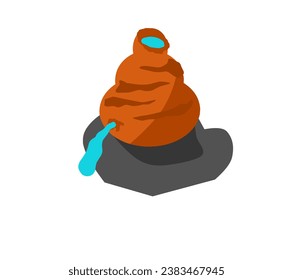 vector illustration of a jug filled with water on a stone