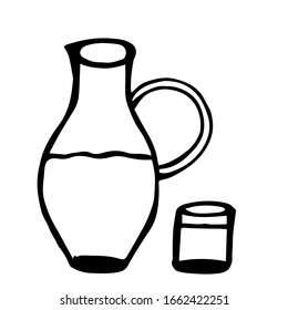 
Vector illustration. Jug with a glass on a white background.