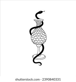 vector illustration of a jug with a snake
