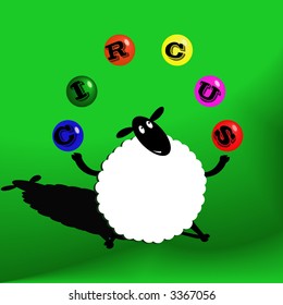 vector illustration of the juggler sheep