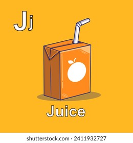 Vector illustration of juice flashcards for learning kids alphabet
