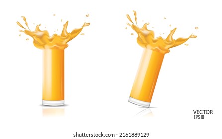 vector illustration juice glasses design template,splash in glasses,use for banana glass and mango glass and pineapple glass and papaya glass. 