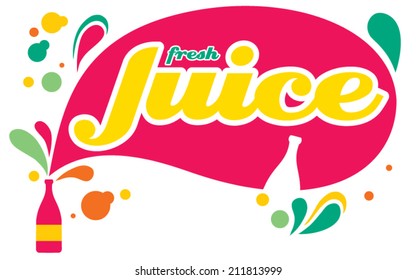 Vector illustration of juice splashes and bottles