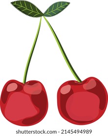 ilustración vectorial de cerezas jugosas