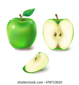 Vector illustration of a juicy green apple.