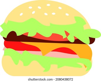 Vector illustration of juicy hamburger