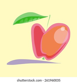 vector illustration of a juicy red apple. template icons, banners or stickers created in cartoon style
