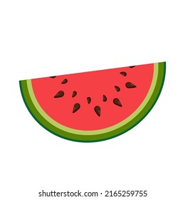 Vector illustration of juicy red slice of watermelon in flat