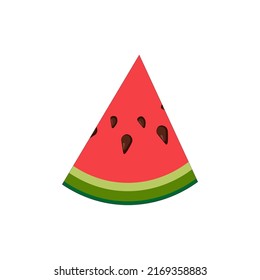 Vector illustration of juicy red slice of watermelon in flat