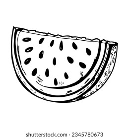 Vector illustration. Juicy watermelon silhouette. Coloring.
