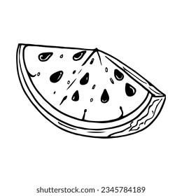 Vector illustration. Juicy watermelon silhouette. Coloring.