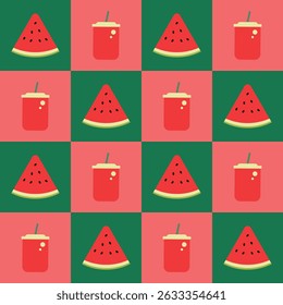 Vector illustration of juicy watermelon slices, perfect for summer designs, packaging, textiles, backgrounds, and tropical-themed projects. Bright, fresh, and seamless.