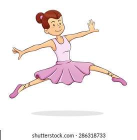 Vector illustration of a jumping ballerina girl