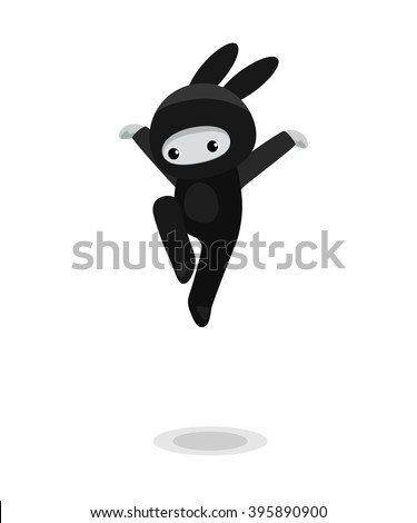 Download Vector Illustration Jumping Cute Bunny Ninja Stock Vector ...