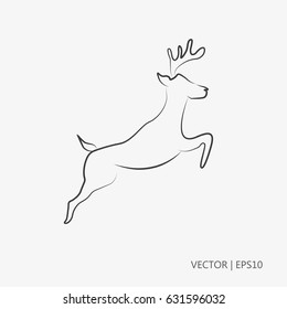 Vector illustration. Jumping deer. An animal. Sketch. Drawing for children. Flat icon