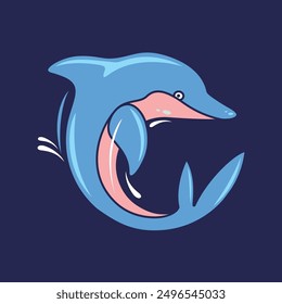 Vector illustration of a jumping dolphin