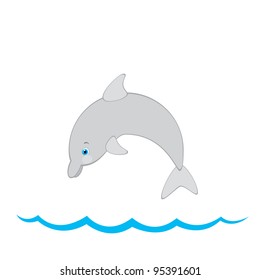 Vector illustration of jumping dolphin